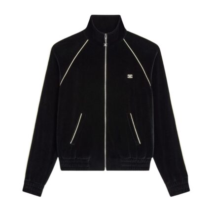 CELINE TRIOMPHE TRACKSUIT JACKET IN VELVET JERSEY NAVY