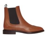 CELINE DONAVAN CHELSEA BOOT WITH BROGUES IN POLISHED BULL TAN