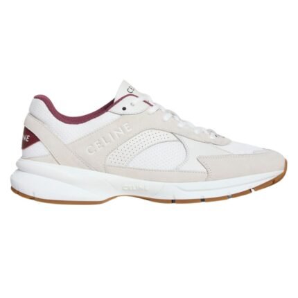 CELINE RUNNER CR 03 LOW LACE UP SNEAKER in MESH SUEDE CALFSKIN AND PERFORATED CALFSKIN