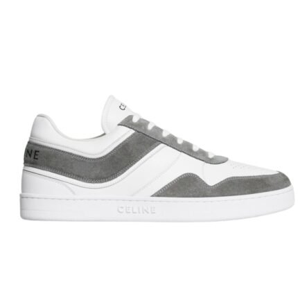 CELINE TRAINER LOW LACE UP SNEAKER IN SUEDE CALFSKIN AND CALFSKIN GREY