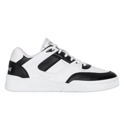 CELINE TRAINER CT 07 LOW LACE UP SNEAKER IN CALFSKIN OPTIC WHITE-BLACK