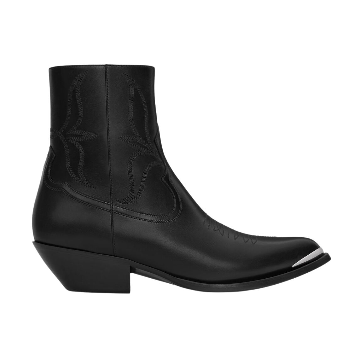 5 CELINE LEON ZIPPED BOOT WITH METAL TOE IN SHINY CALFSKIN