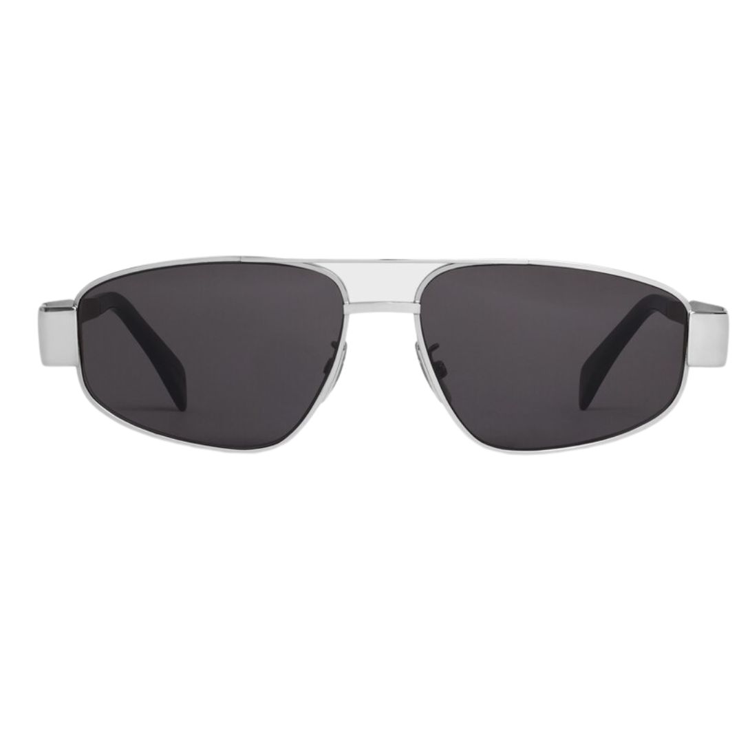 5 CELINE TRIOMPHE METAL 03 SUNGLASSES IN METAL SILVER-SMOKE