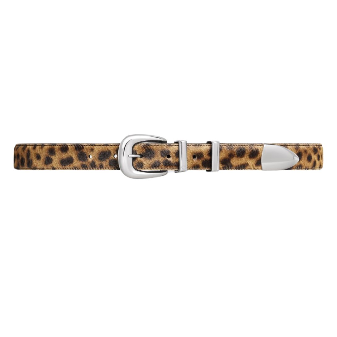 5 CELINE MEDIUM WESTERN BELT IN PONY CALFSKIN WITH LEOPARD PRINT