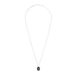 CELINE TRIOMPHE DE LYS MEDAL NECKLACE IN STERLING SILVER AND ONYX