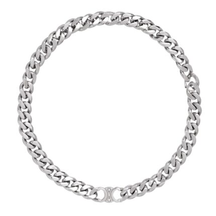 CELINE TRIOMPHE GOURMETTE NECKLACE IN BRASS WITH RHODIUM FINISH