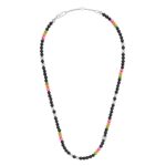 CELINE SAN ONOFRE TRIOMPHE NECKLACE IN ONYX GLASS PEARLS AND BRASS WITH RHODIUM FINISH