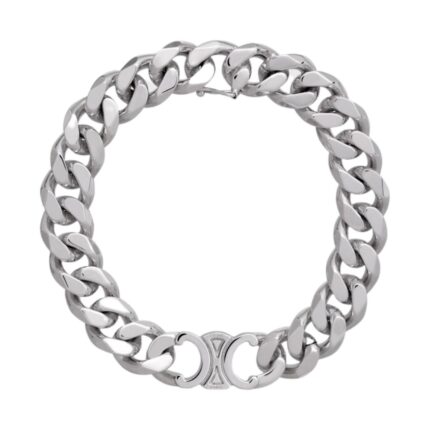 CELINE TRIOMPHE GOURMETTE BRACELET IN BRASS WITH RHODIUM FINISH