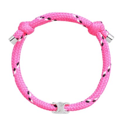 CELINE TRIOMPHE BEACH BRACELET IN POLYESTER AND BRASS WITH RHODIUM FINISH
