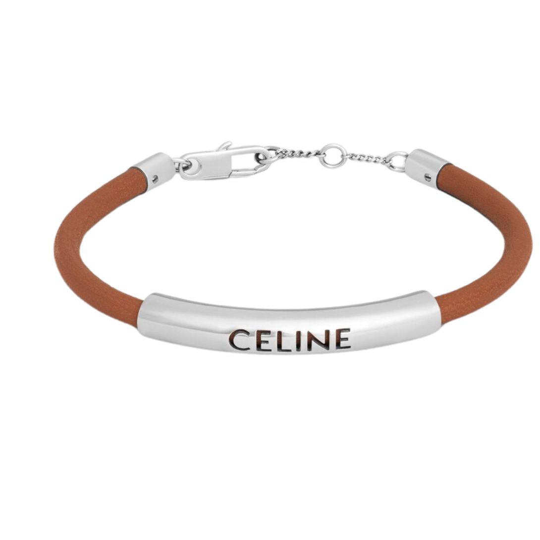 5 CELINE PLEIN SOLEIL BRACELET IN CALFSKIN AND BRASS WITH RHODIUM FINISH