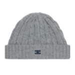 CELINE TRIOMPHE CABLE KNIT BEANIE IN CASHMERE BLACK