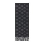 CELINE FRINGED SCARF IN MONOGRAM CASHMERE BLACK-TOFFEE