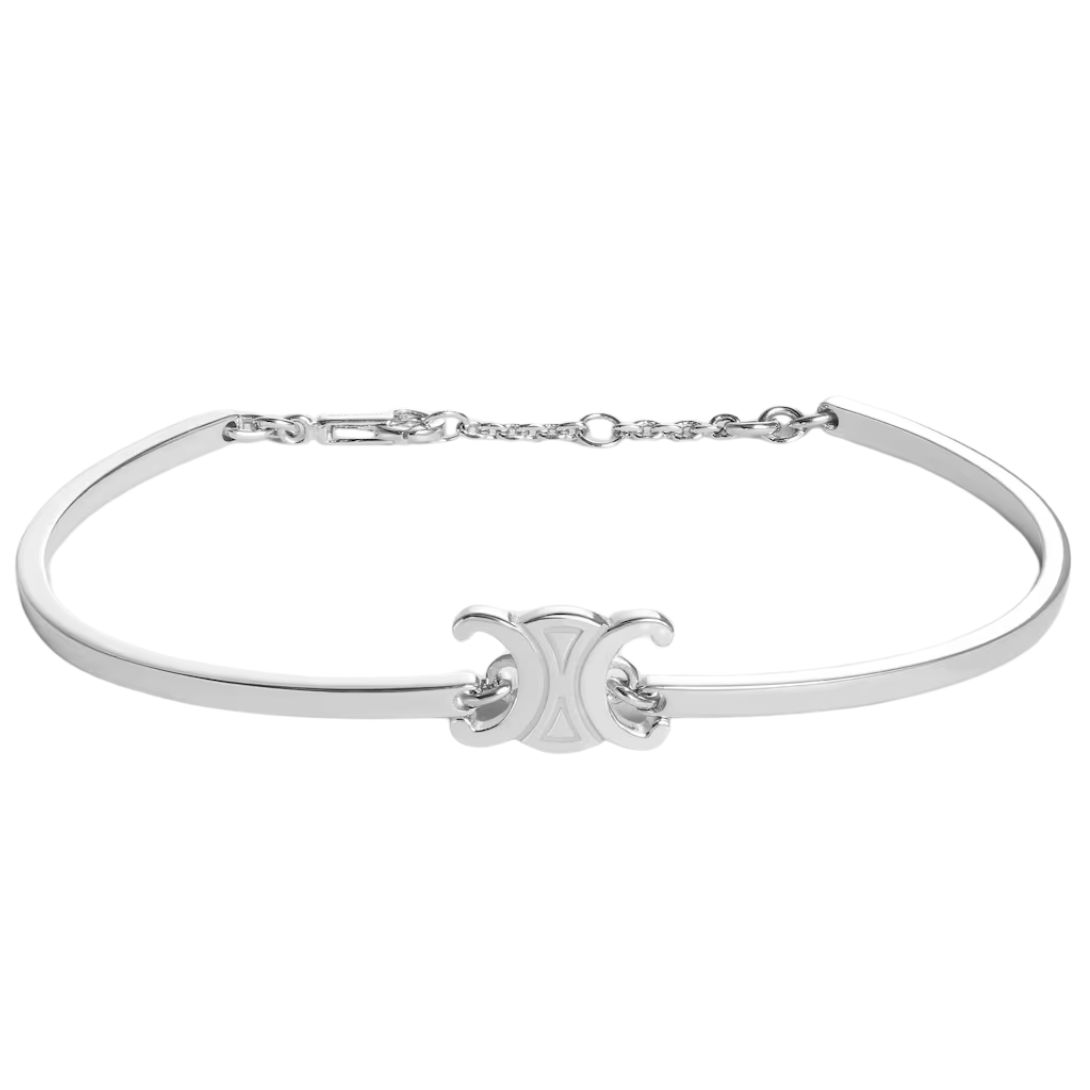 5 CELINE TRIOMPHE ARTICULATED BRACELET IN BRASS WITH RHODIUM FINISH