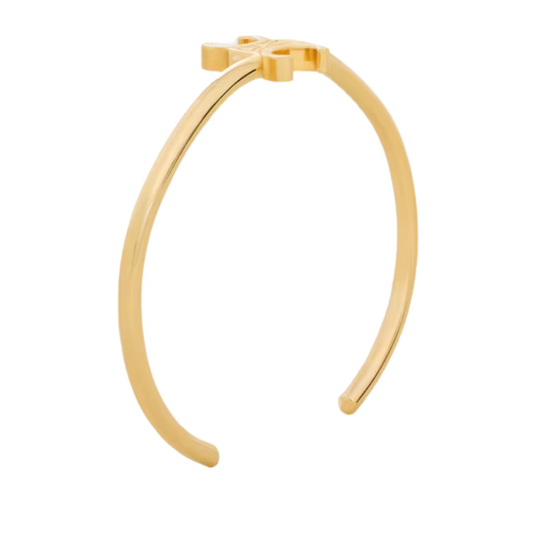 5 CELINE TRIOMPHE ASYMMETRIC CUFF IN BRASS WITH GOLD FINISH