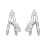 CELINE KNOT DOUBLE HOOPS IN BRASS WITH RHODIUM FINISH