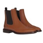 CELINE DONAVAN CHELSEA BOOT WITH BROGUES IN POLISHED BULL TAN