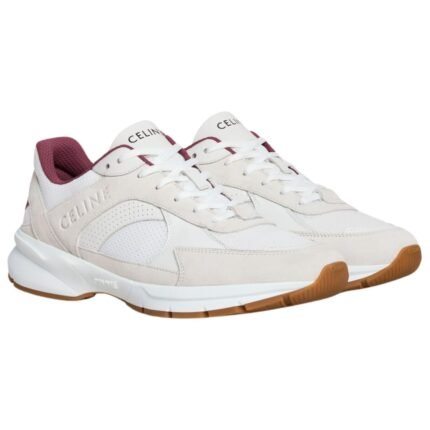 CELINE RUNNER CR 03 LOW LACE UP SNEAKER in MESH SUEDE CALFSKIN AND PERFORATED CALFSKIN