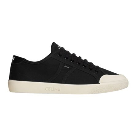 CELINE ALAN AS 01 LOW LACE UP SNEAKER IN CANVAS AND CALFSKIN