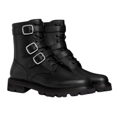CELINE MAGGIE BUCKLE ZIPPED BOOT IN SHINY BULL