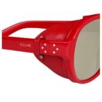 CELINE BLACK FRAME 57 SUNGLASSES IN ACETATE WITH LEATHER RED