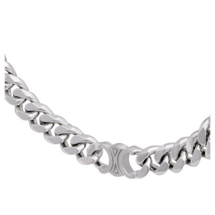 CELINE TRIOMPHE GOURMETTE NECKLACE IN BRASS WITH RHODIUM FINISH