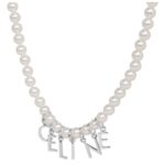 CELINE MONOCHROMS NECKLACE IN GLASS PEARLS AND BRASS WITH RHODIUM FINISH