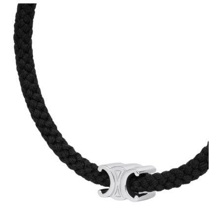 CELINE TRIOMPHE BEACH BRACELET IN ACRYLIC AND BRASS WITH RHODIUM FINISH