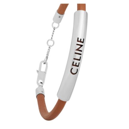 CELINE PLEIN SOLEIL BRACELET IN CALFSKIN AND BRASS WITH RHODIUM FINISH