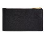 CELINE ZIPPED COMPACT CARD HOLDER ESSENTIALS IN GRAINED CALFSKIN BLACK