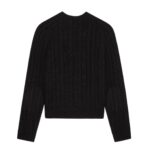 CELINE CABLE KNIT TRIOMPHE SWEATER IN CASHMERE BLACK