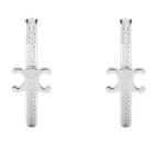 CELINE TRIOMPHE SPARKLE HOOPS IN STRASS AND BRASS WITH RHODIUM FINISH