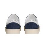 CELINE SUNSET LOW LACE UP SNEAKER IN SUEDE CALFSKIN AND CALFSKIN BLUE