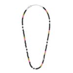 CELINE SAN ONOFRE TRIOMPHE NECKLACE IN ONYX GLASS PEARLS AND BRASS WITH RHODIUM FINISH