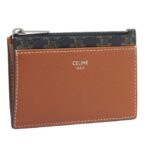 CELINE ZIPPED CARD HOLDER IN TRIOMPHE CANVAS AND LAMBSKIN TAN