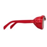 CELINE BLACK FRAME 57 SUNGLASSES IN ACETATE WITH LEATHER RED