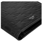 CELINE BI FOLD WALLET WITH COIN COMPARTMENT IN CALFSKIN WITH TRIOMPHE EMBOSSED BLACK