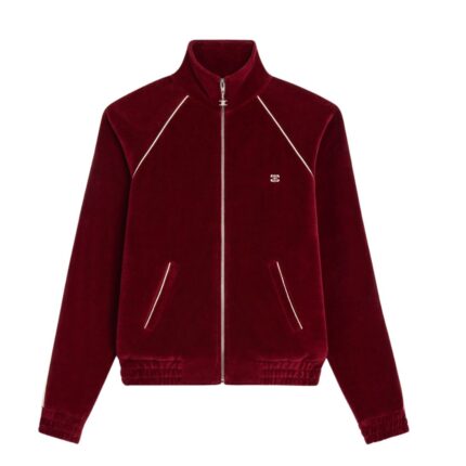 CELINE TRIOMPHE TRACKSUIT JACKET IN VELVET JERSEY BORDEAUX