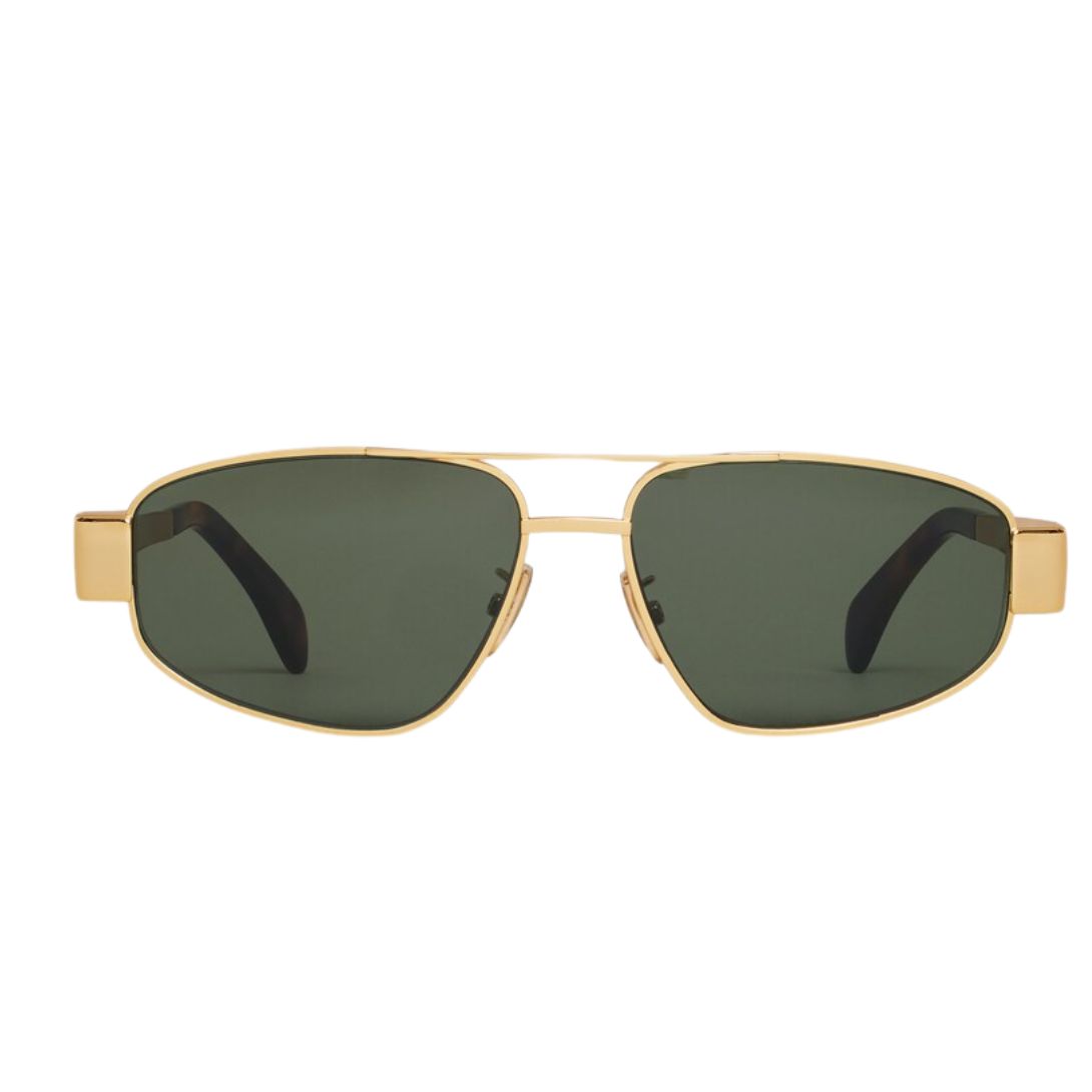 9 CELINE TRIOMPHE METAL 03 SUNGLASSES IN METAL GOLD-GREEN