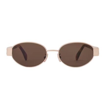 CELINE TRIOMPHE METAL 01 SUNGLASSES IN METAL ROSE GOLD-BROWN