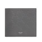 CELINE BI FOLD WALLET WITH COIN COMPARTMENT IN CALFSKIN WITH TRIOMPHE EMBOSSED ANTHRACITE