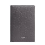 CELINE VERTICAL CARD HOLDER IN CALFSKIN WITH TRIOMPHE EMBOSSED PEBBLE