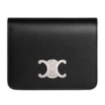 CELINE TRIOMPHE COMPACT WALLET IN SHINY CALFSKIN CAPPUCCINO