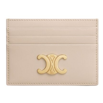 CELINE CARD HOLDER TRIOMPHE IN SHINY CALFSKIN CAPPUCCINO